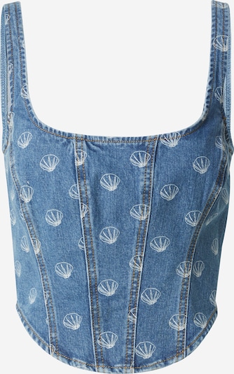 florence by mills exclusive for ABOUT YOU Top 'Sun-Kissed' in de kleur Blauw denim / Wit, Productweergave