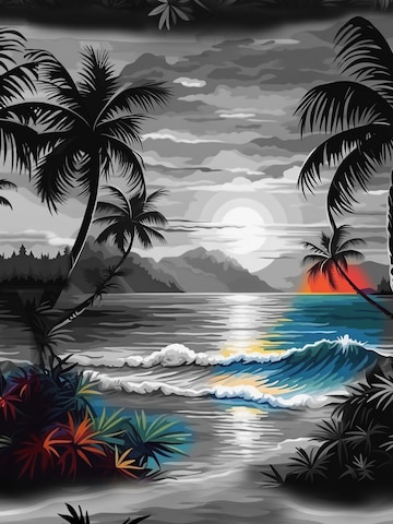 Hawaiihemdshop.de Regularny krój Koszula 'Hawaiihemd Night on Hawaii' w kolorze szary