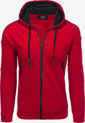 Ombre Zip-Up Hoodie 'B1076' in Red: front