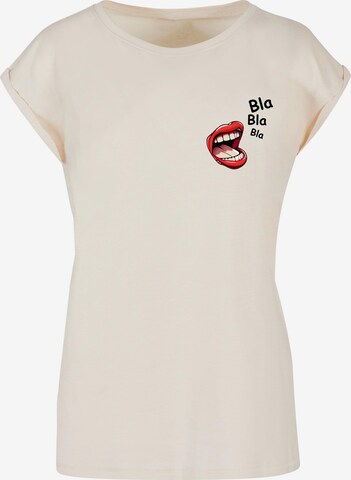 Merchcode Shirt ' Ladies Bla Bla Bla Comic' in Beige: voorkant