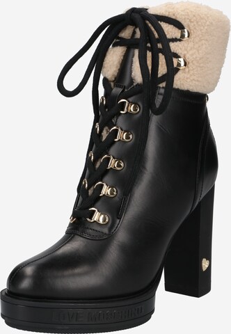 Love Moschino Lace-Up Ankle Boots in Black: front