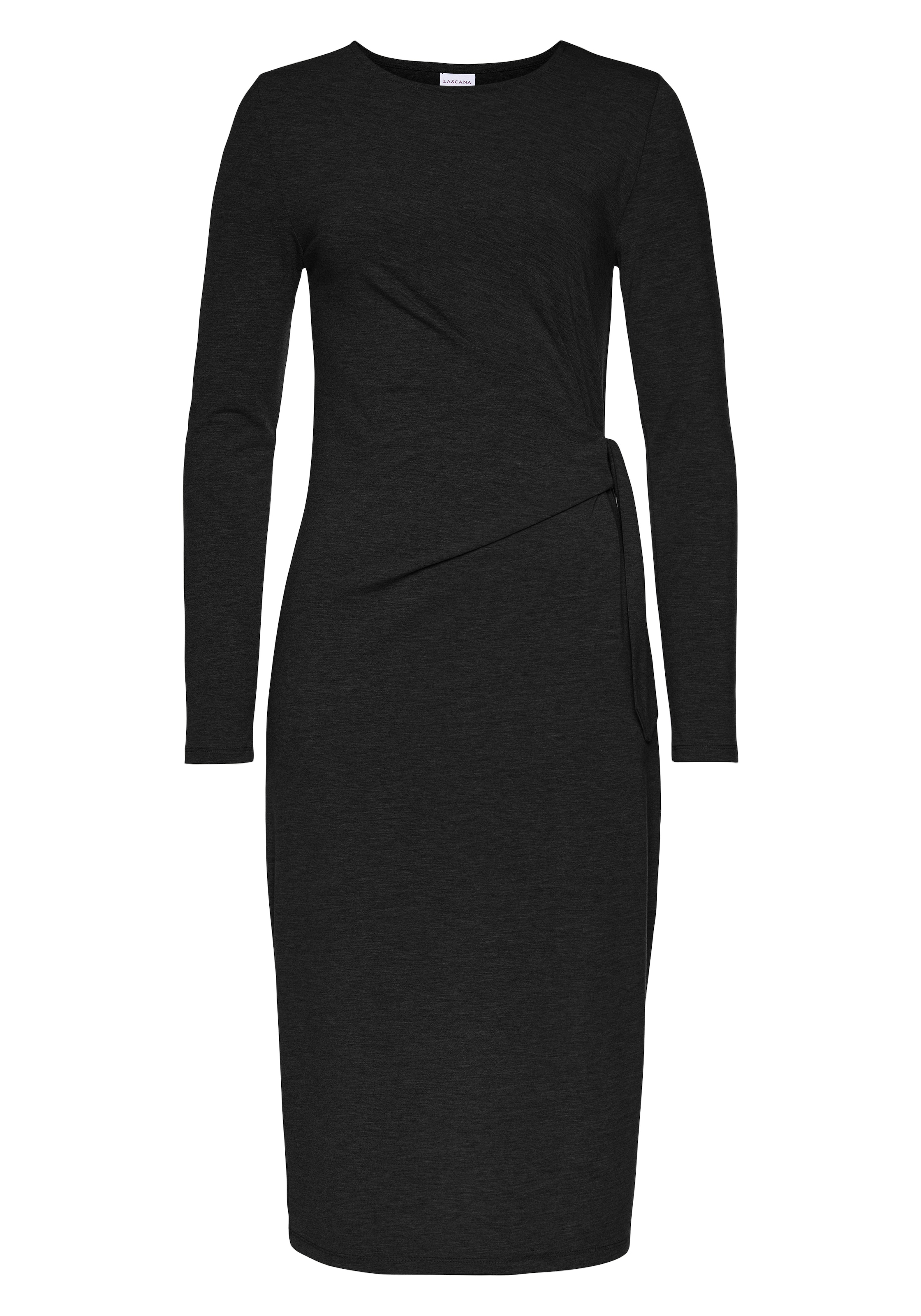 LASCANA Πλεκτό φόρεμα σε μαύρο: μπροστά