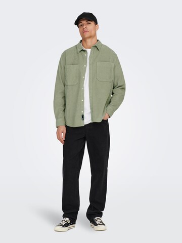 Only & Sons Regular fit Button Up Shirt 'Alp' in Green