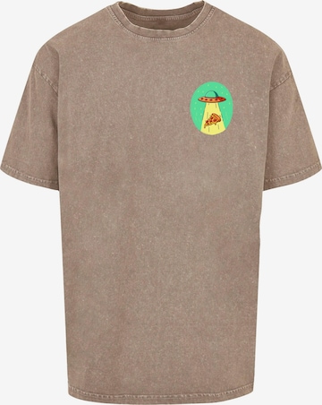 Mister Tee Shirt 'Ufo Pizza' in Beige: voorkant