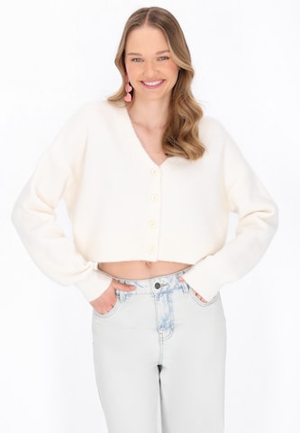 MYMO Gebreid vest 'Young Fashion' in Wit: voorkant