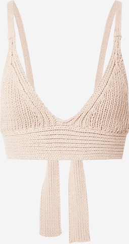 Gina Tricot Gebreide top 'Ariel' in Beige: voorkant