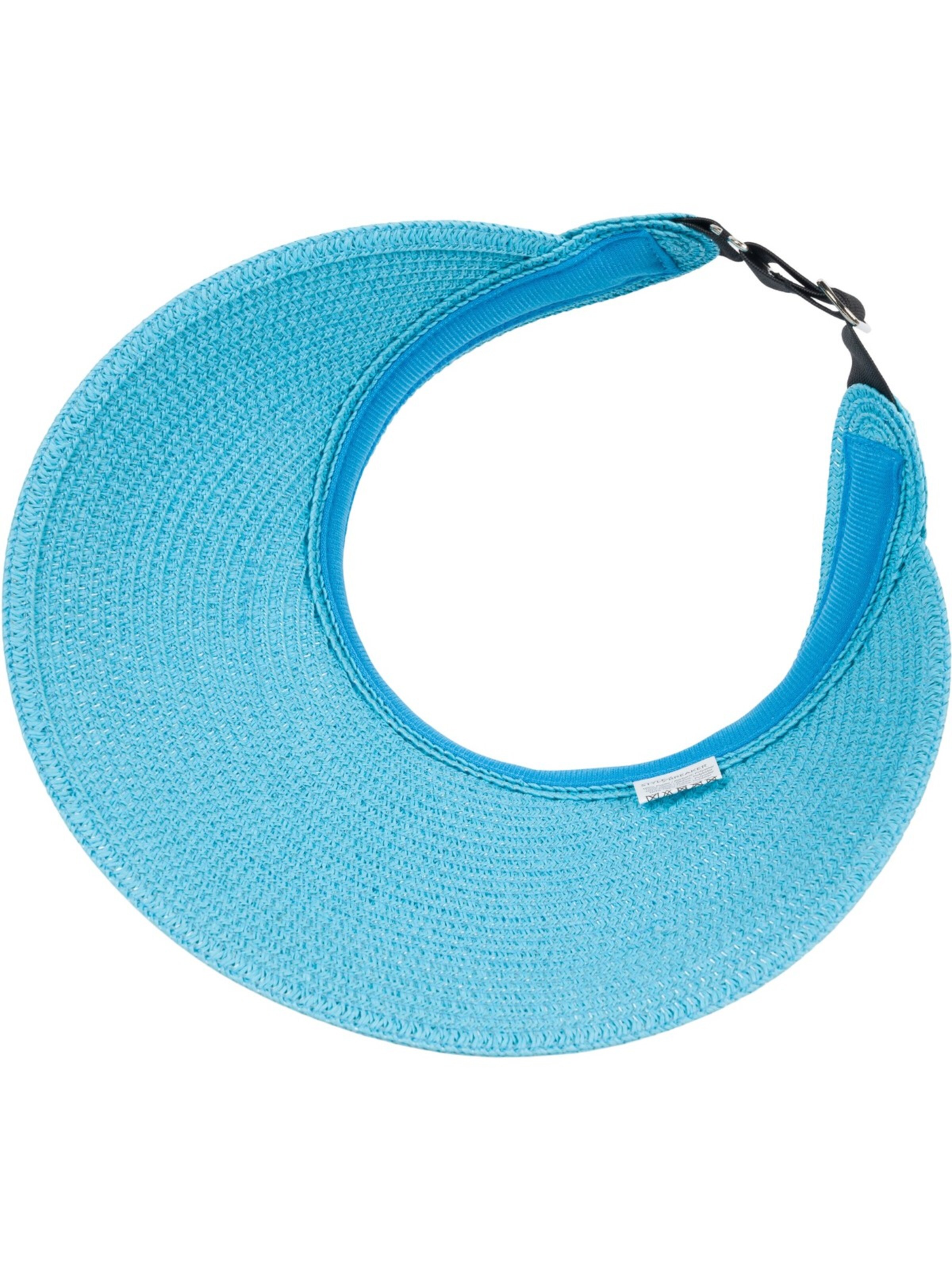 styleBREAKER Cap 'Papierstroh Visor Cap Einfarbig' in Blue