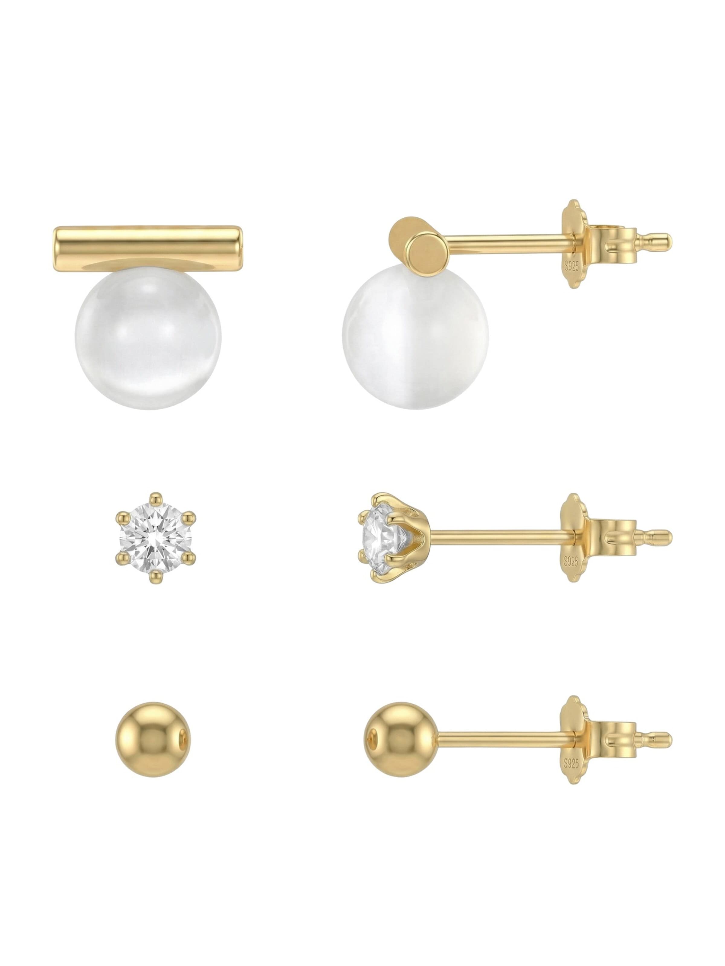 Sofia Milani Schmuckset 'Bar Ball Zirconia'‌ in Gold: Vorderseite