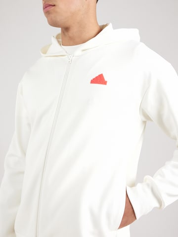 ADIDAS SPORTSWEAR Спортна жилетка с качулка 'Future Icons Bos Full Zip' в бяло