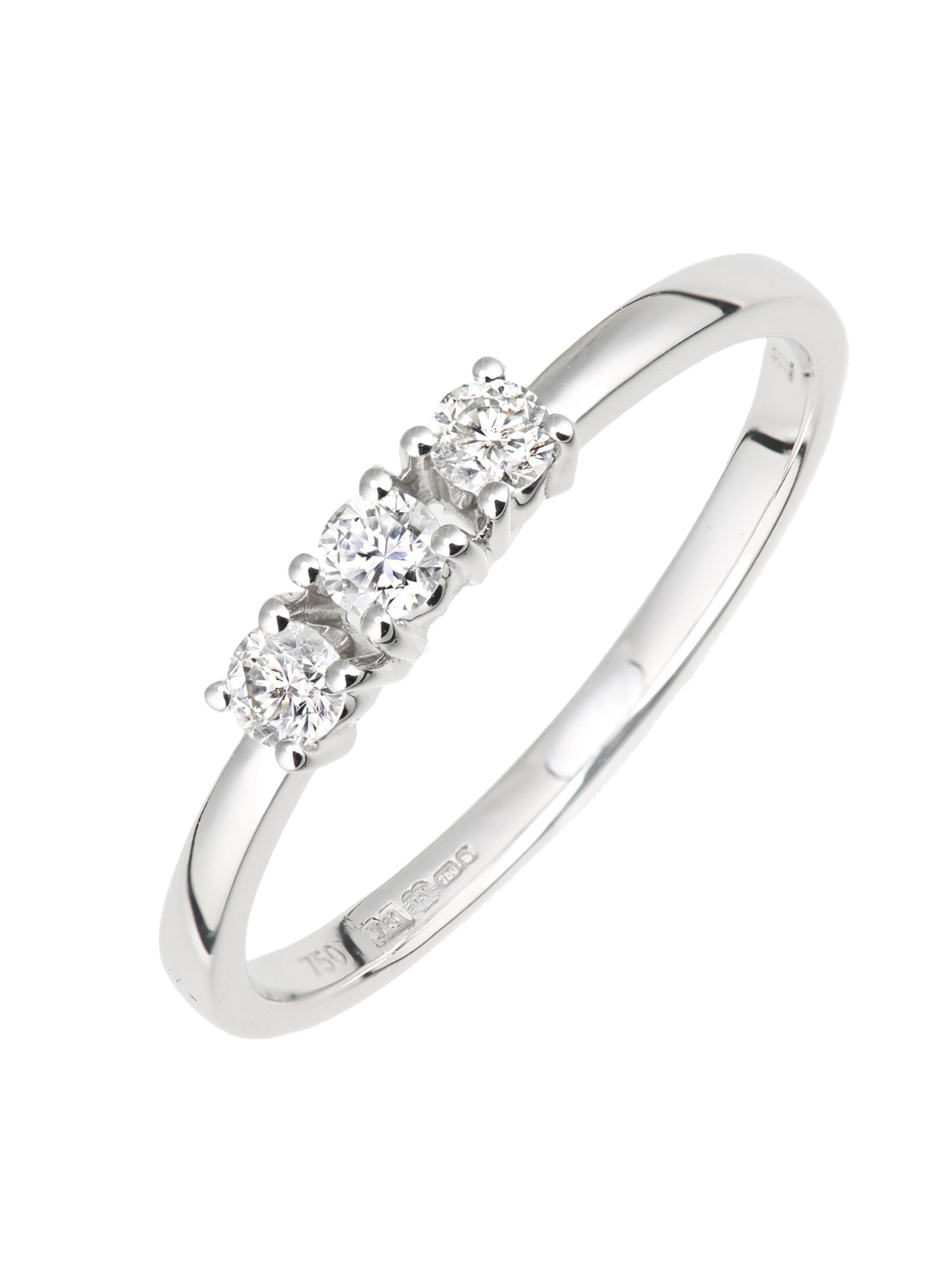 DIAMANT LETERNEL Ring 'Trilogie-Ring aus 750 Weißgold mit 0.2 Karat Diamant' in Gold