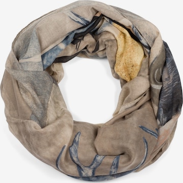 styleBREAKER Schlauchschal 'Loop Schal mit Hirsch Print' in Beige: Vorderseite