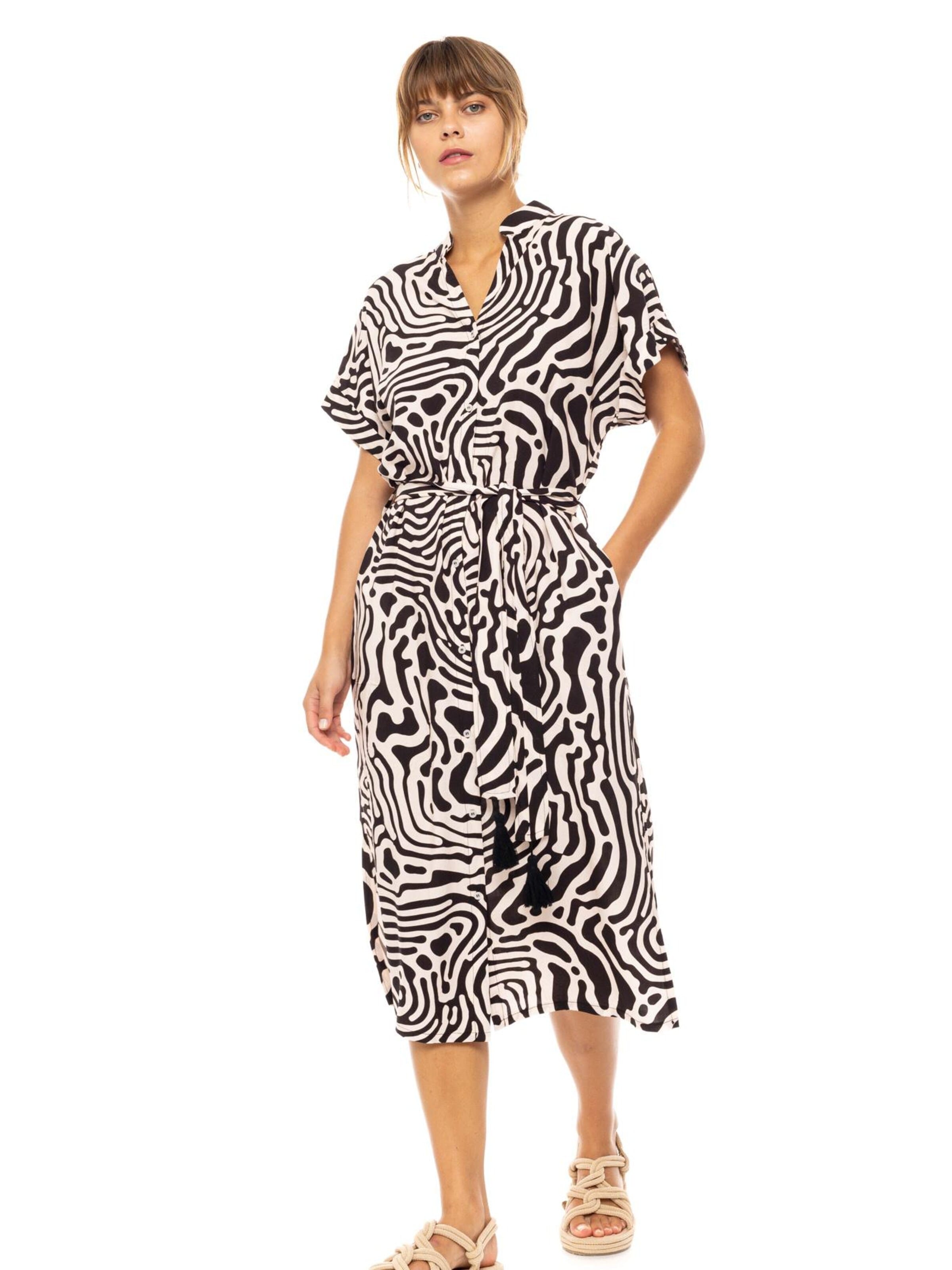 Pink Label - Vestido de verano 'BEACHWEAR BLACK GEO' en negro