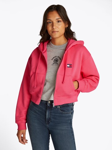 Tommy Jeans - Casaco em moletão em vermelho: frente