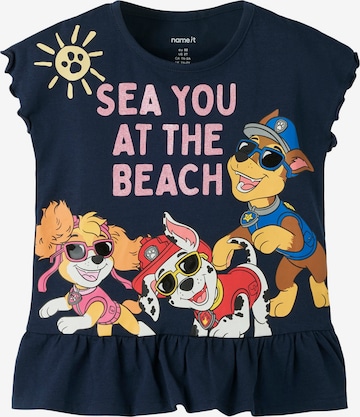 NAME IT T-shirt 'NMFMINA PAW' i blå: framsida