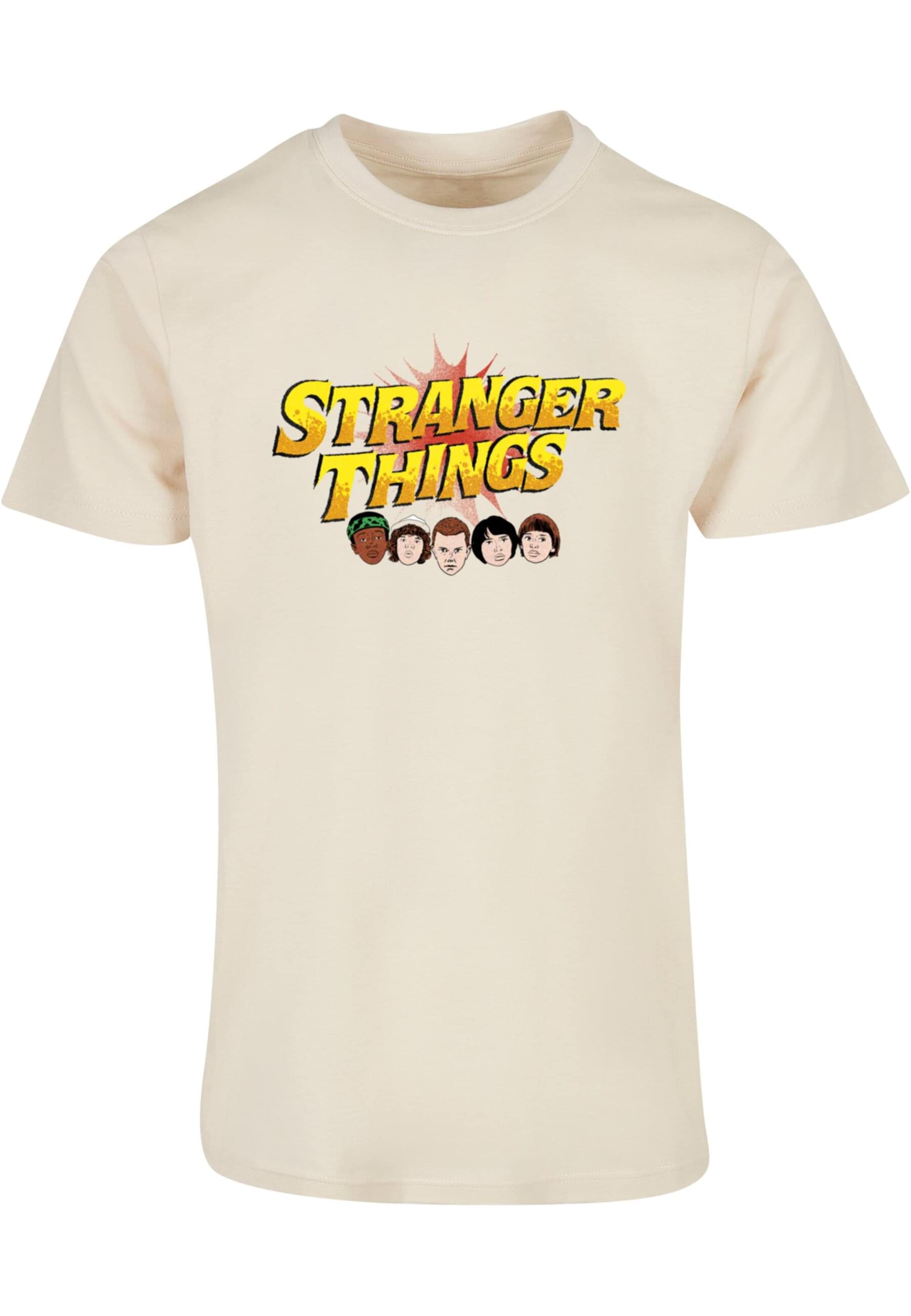 ABSOLUTE CULT Shirt 'Stranger Things - Comic Heads' in Beige: front