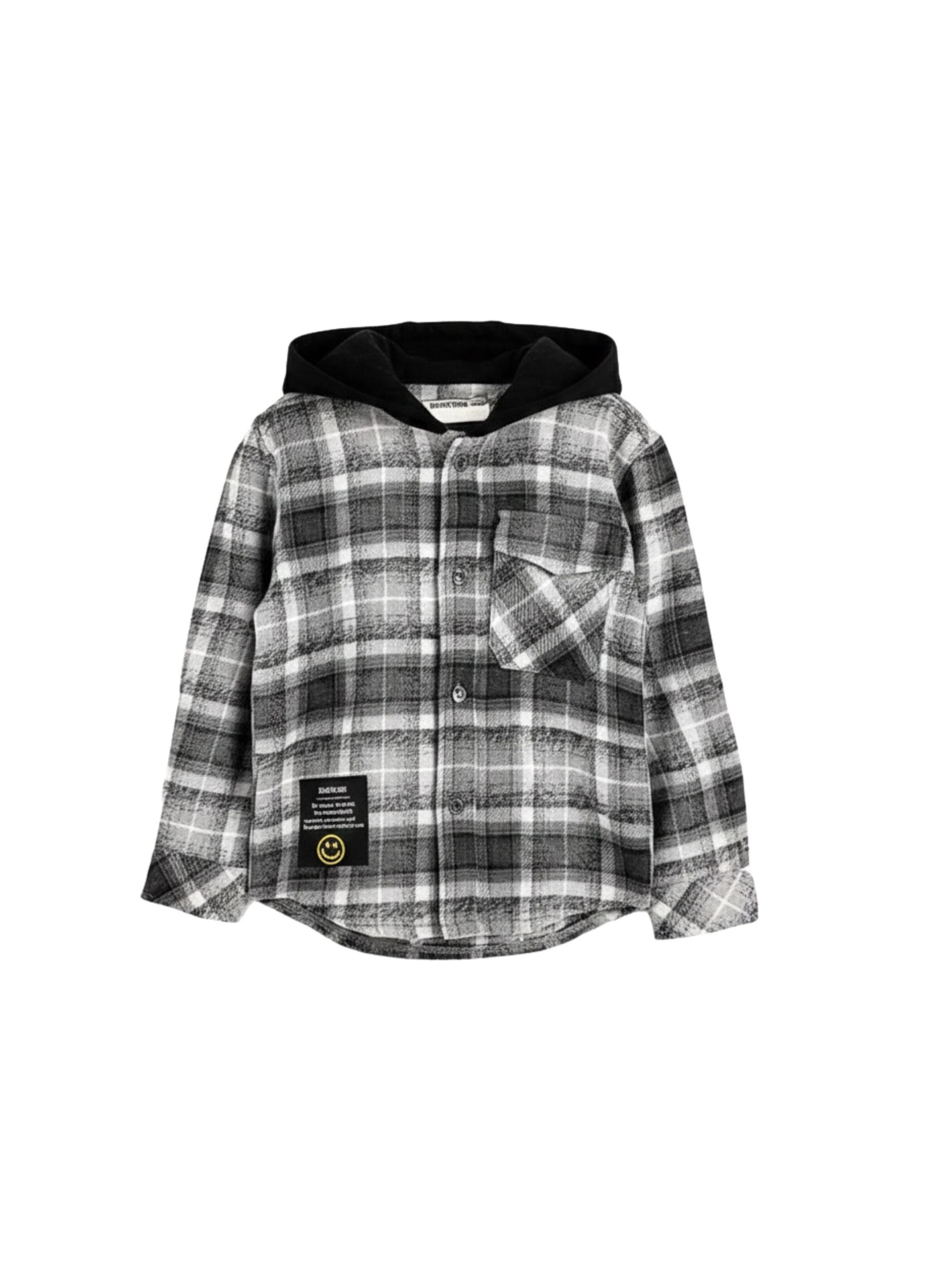 Solang Regular Fit Kapuzen Karohemd Layering Look Karomuster in Weiß