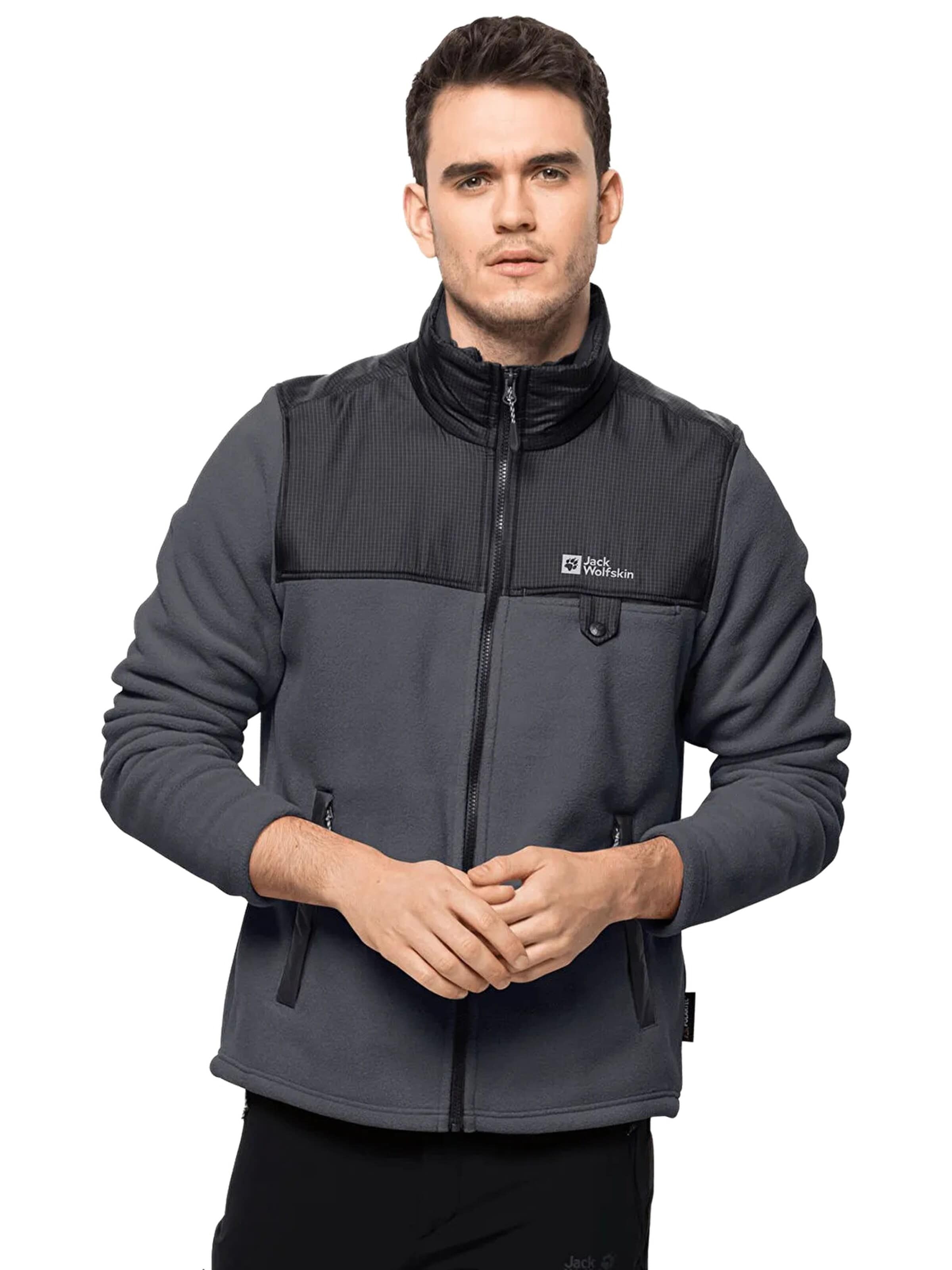 JACK WOLFSKIN Funktionele fleece-jas 'Jack Wolfskin Dna Grizzly Fleece FZ M' in Zwart