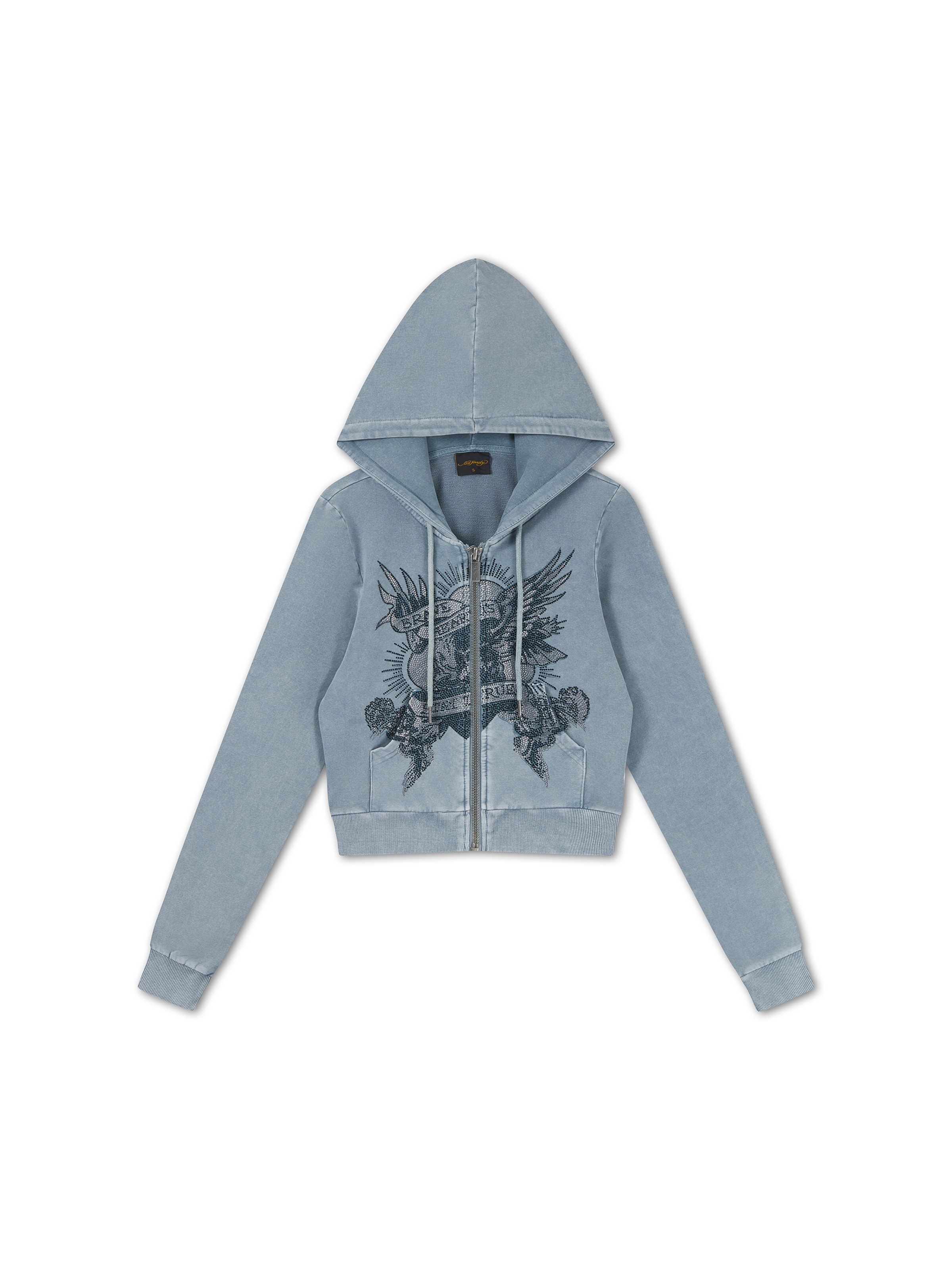 Ed Hardy Tepláková bunda 'Stay True' - Modrá: predná strana