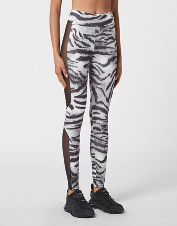 Plein Sport Skinny Sports trousers 'Tiger' in Black: front