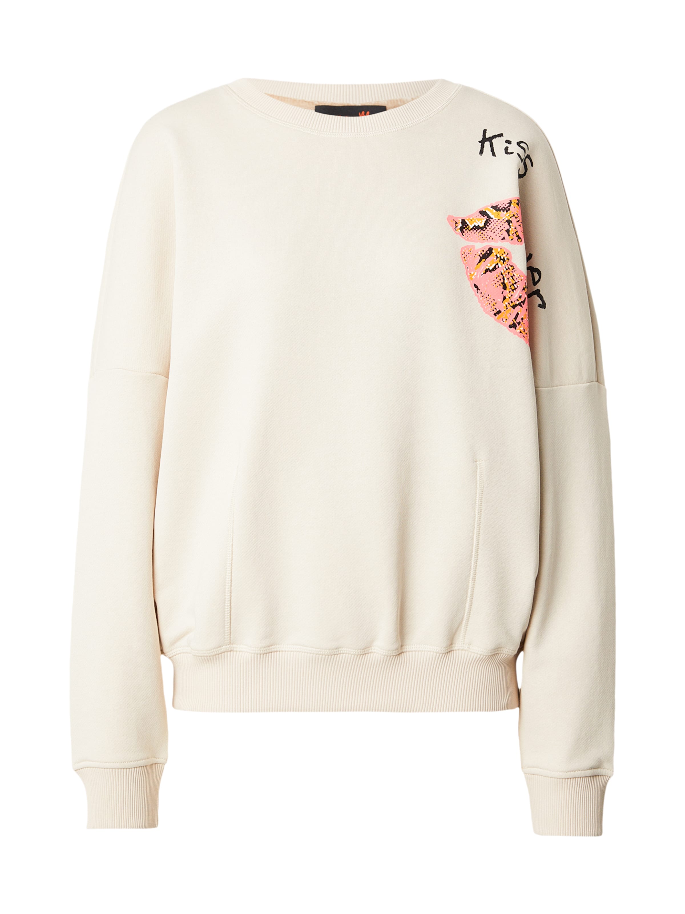 Sweat-shirt 'Kiss Power' miss goodlife en beige : devant