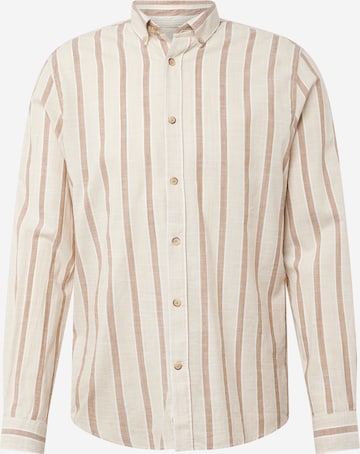 Springfield Regular fit Button Up Shirt 'FIL A FIL' in Beige: front