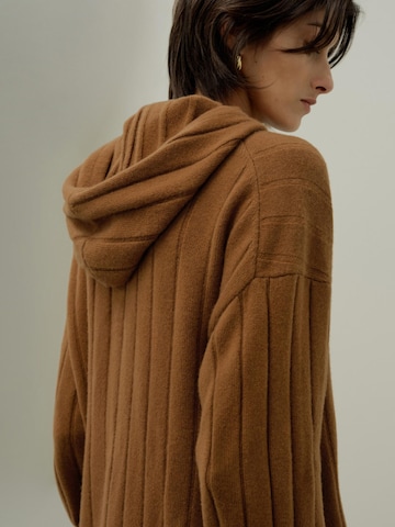 Lilysilk Pullover 'Rippstrick-Pullover mit Kapuze'‌‌ in Braun