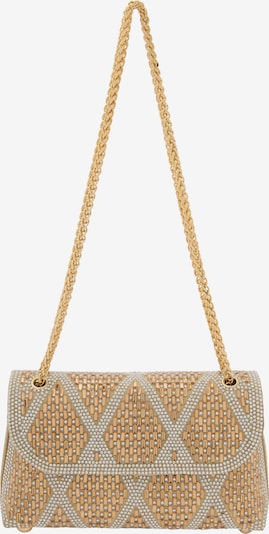 Rankinė su ilgu dirželiu iš faina, spalva – ruda / Auksas / pilka, Prekių apžvalga