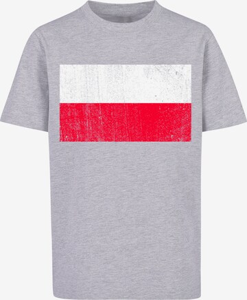 F4NT4STIC Shirt 'Polen Flagge' in Grijs: voorkant
