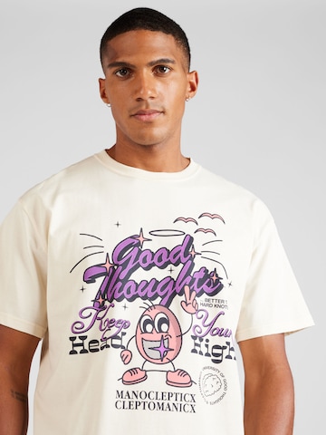 Cleptomanicx T-Shirt 'Good Vibes' in Beige