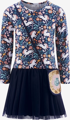 happy girls Dress in Blue: front
