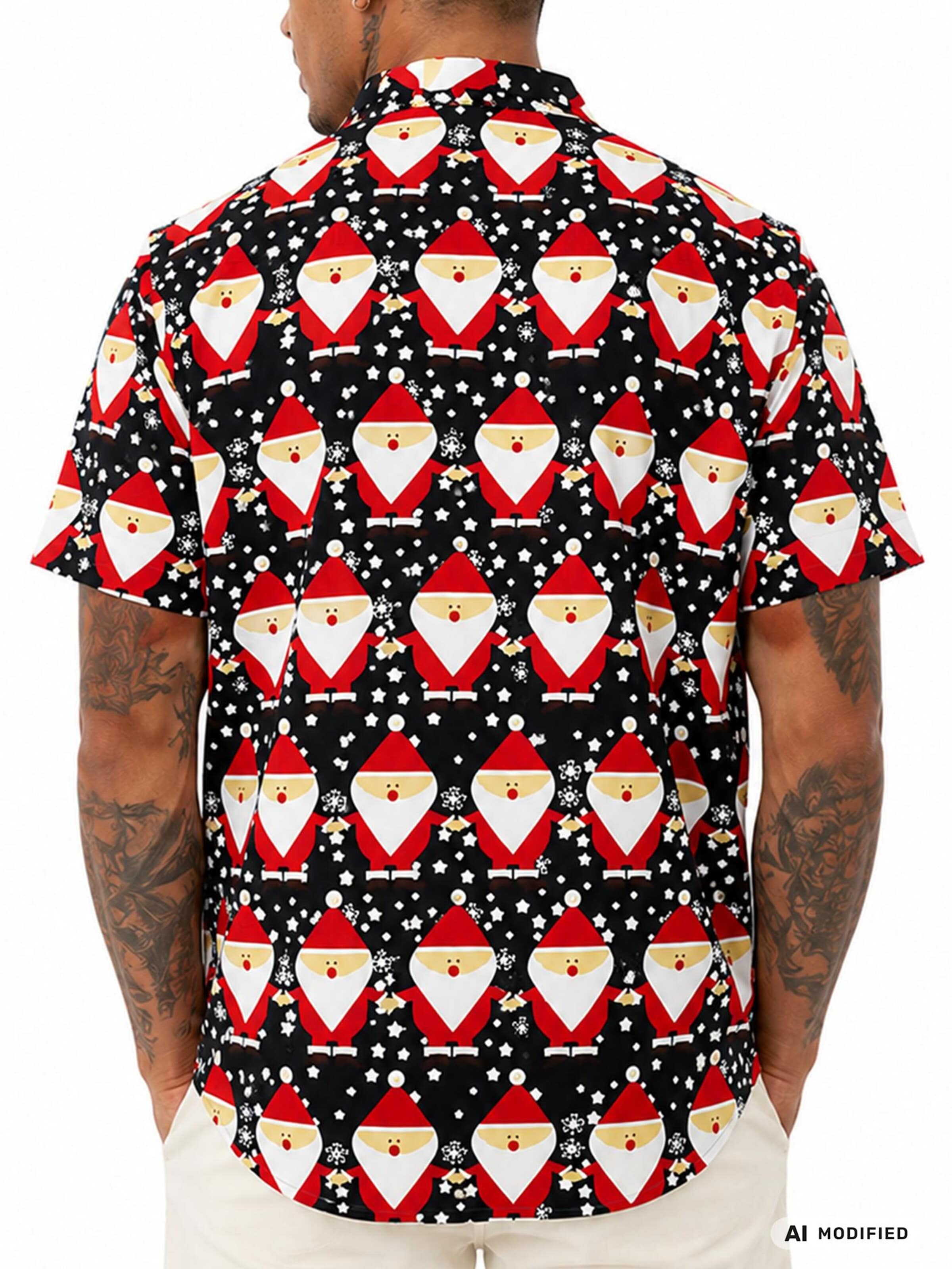 Regular fit Camicia 'Christmas Santa Allover' di King Kameha in nero
