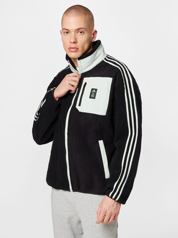 ADIDAS SPORTSWEAR Athletic Fleece Jacket 'Real Madrid Lifestyler Fleece' in Black: front