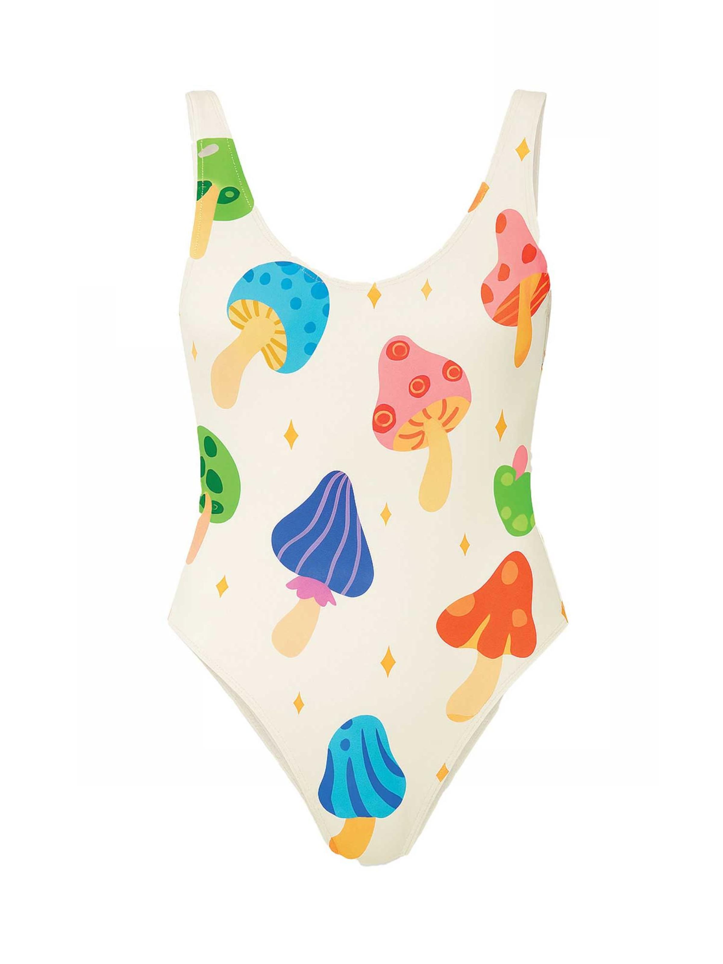 Kalaia Klassiek Badpak 'Mushroom Swimsuit' in Beige: voorkant