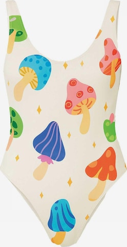 Kalaia Klassinen Uimapuku 'Mushroom Swimsuit' värissä beige: etupuoli