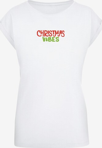 Merchcode T-Shirt 'Christmas Vibes' in Weiß: Vorderseite