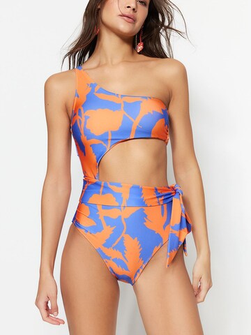 Trendyol Bandeau Badeanzug in Blau