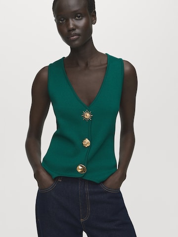 MANGO Gebreide bodywarmer 'ANTONIA' in Groen: voorkant