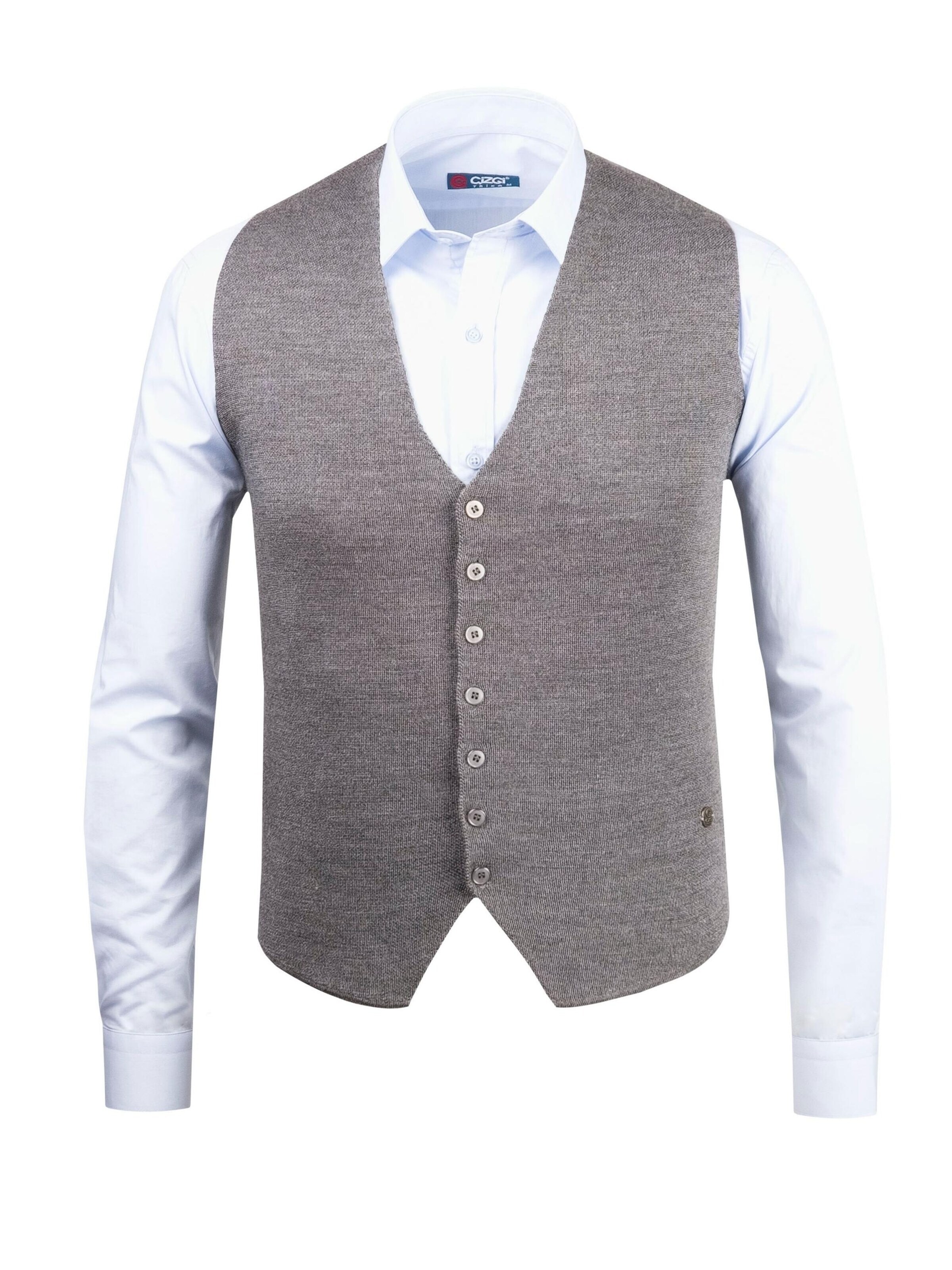 Cizgi Triko Vest in Grey: front