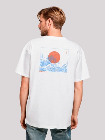 F4NT4STIC Shirt 'Kanagawa Welle Blue' in Wit: voorkant