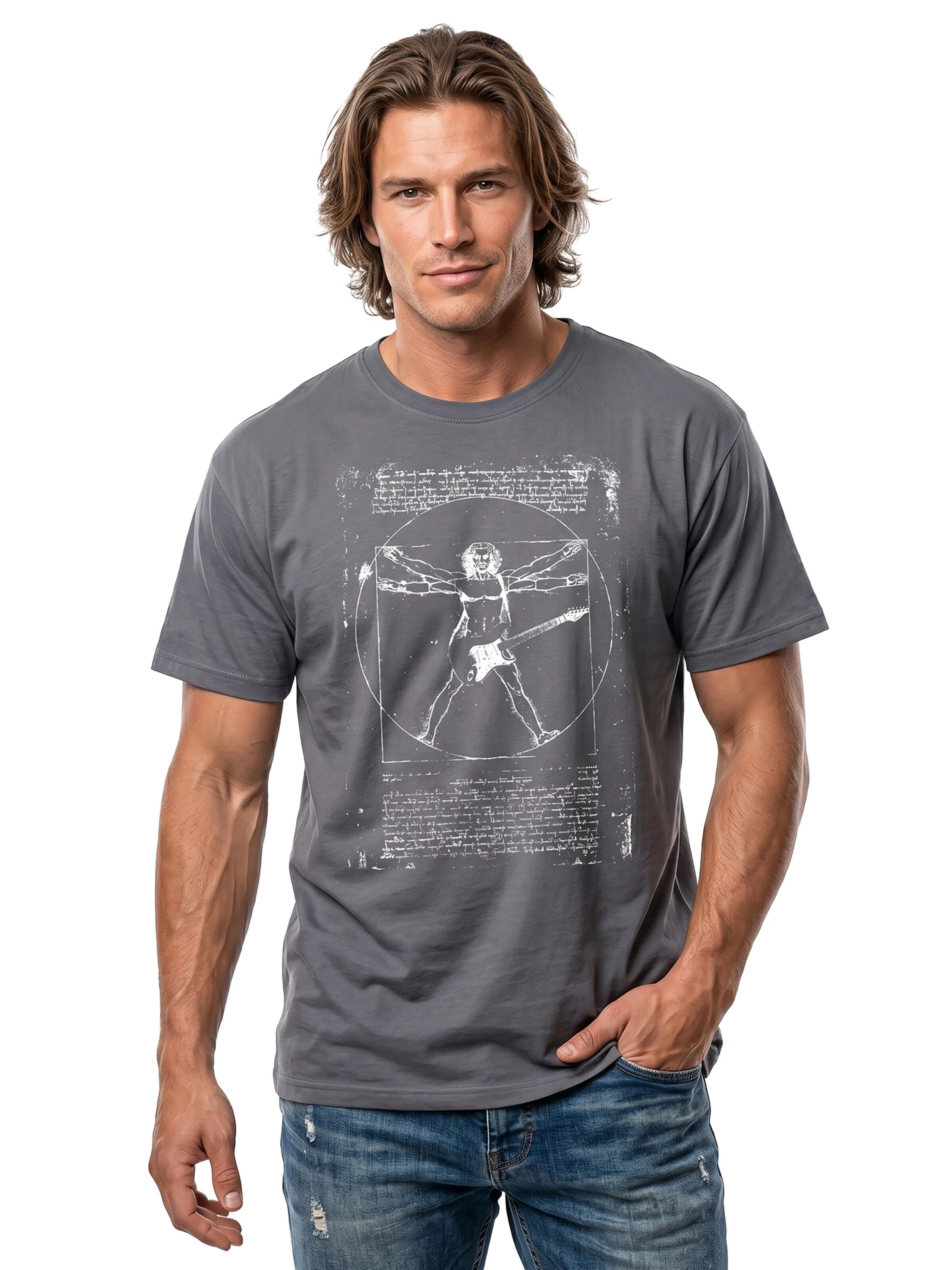 MAKAYA Shirt 'Da Vinci Rock' in Grey