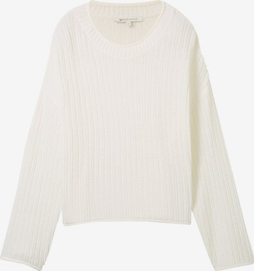 TOM TAILOR DENIM Sweater in White: front