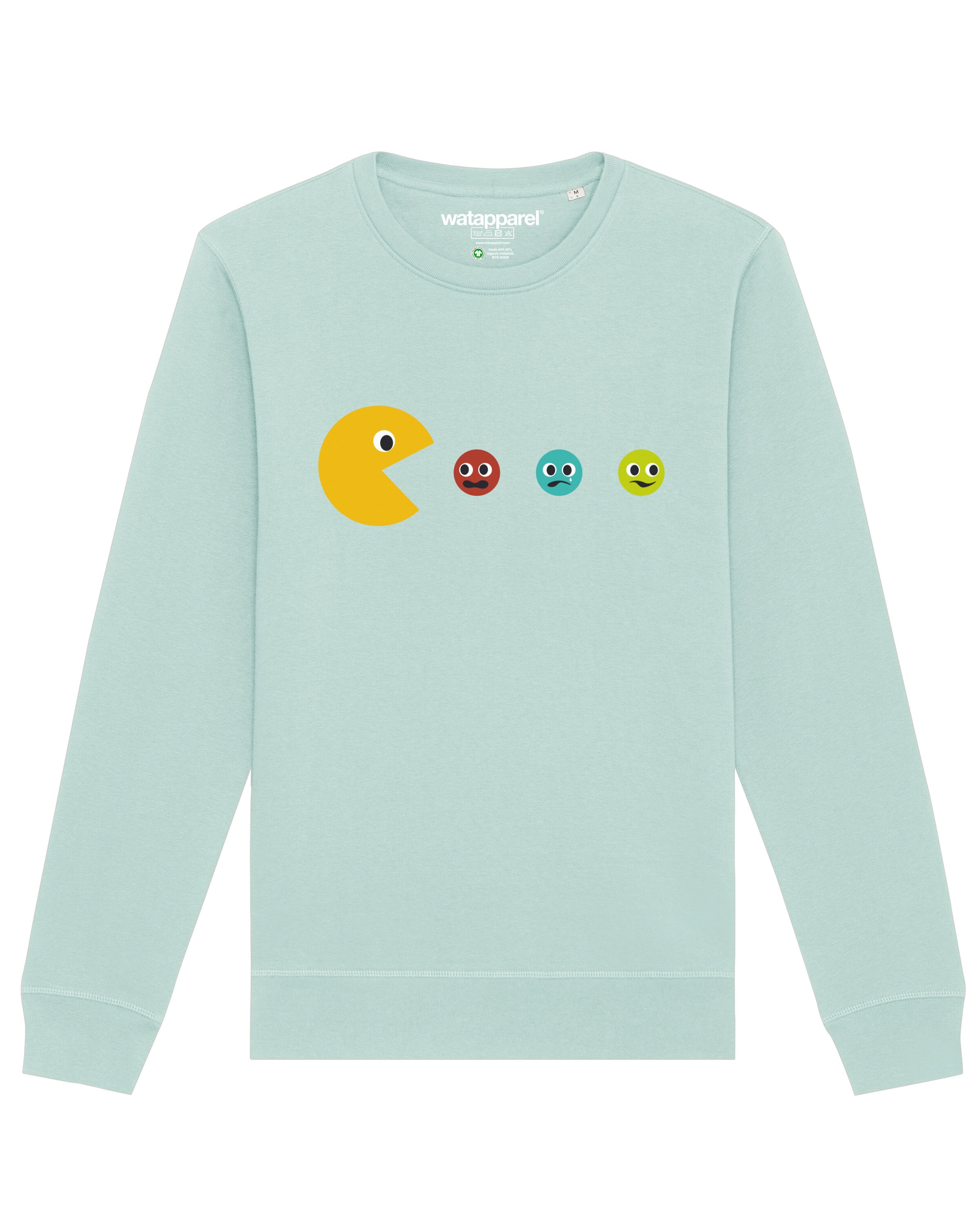 Sweat-shirt ' Pacmännchen ' Watapparel en bleu : devant