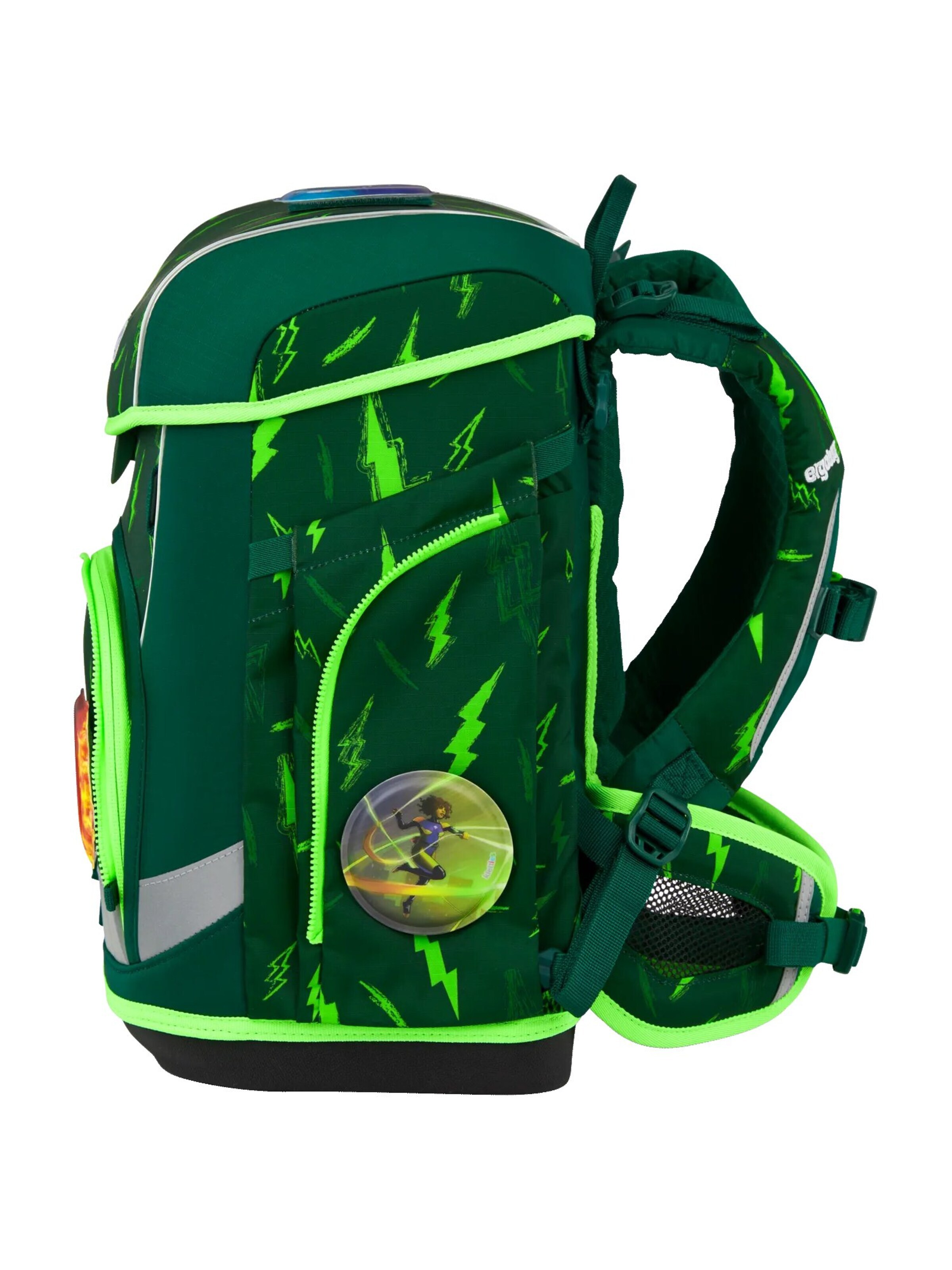 ergobag Backpack 'Schulranzen-Set cubo light Set' in Green
