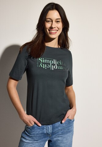 CECIL T-Shirt mit Wording in Grün: Vorderseite