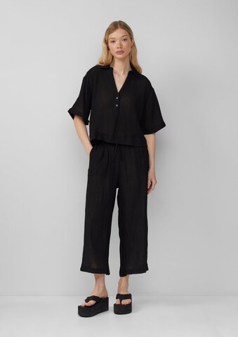 QS Wide Leg Hose in Schwarz