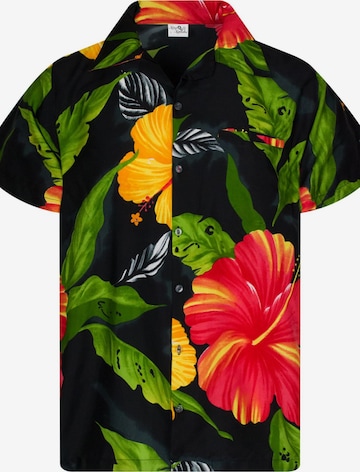 King Kameha Shirt 'Big Flower' in Black: front