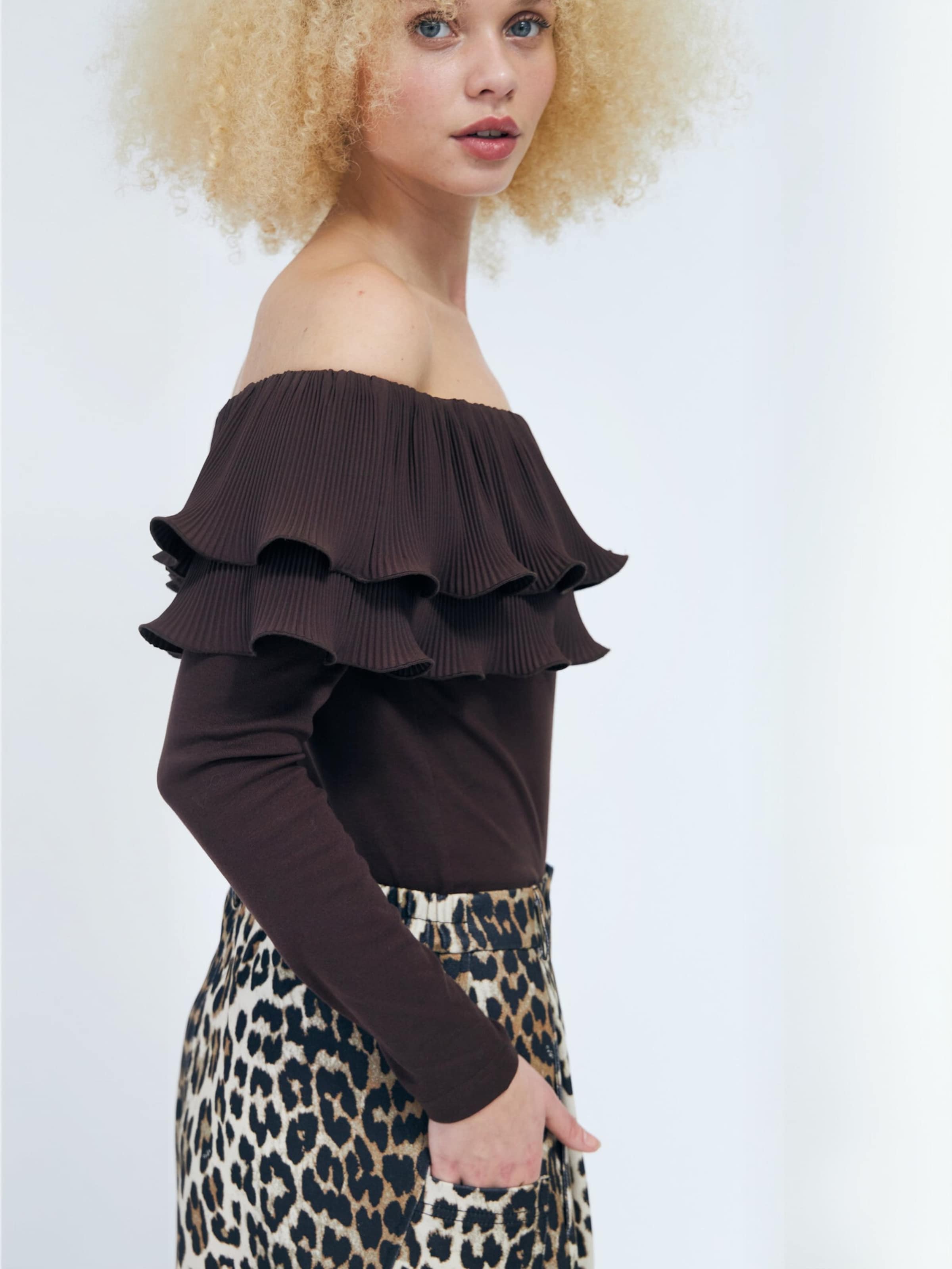 Top ' Flouncecras ' di Crās in marrone: lato