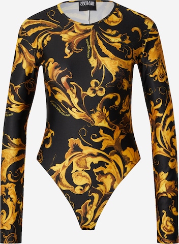 Tricou body de la Versace Jeans Couture pe negru: față