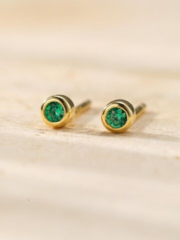 Hey Happiness Oorbellen 'Emerald Bezel Cubic Zirconia' in Goud