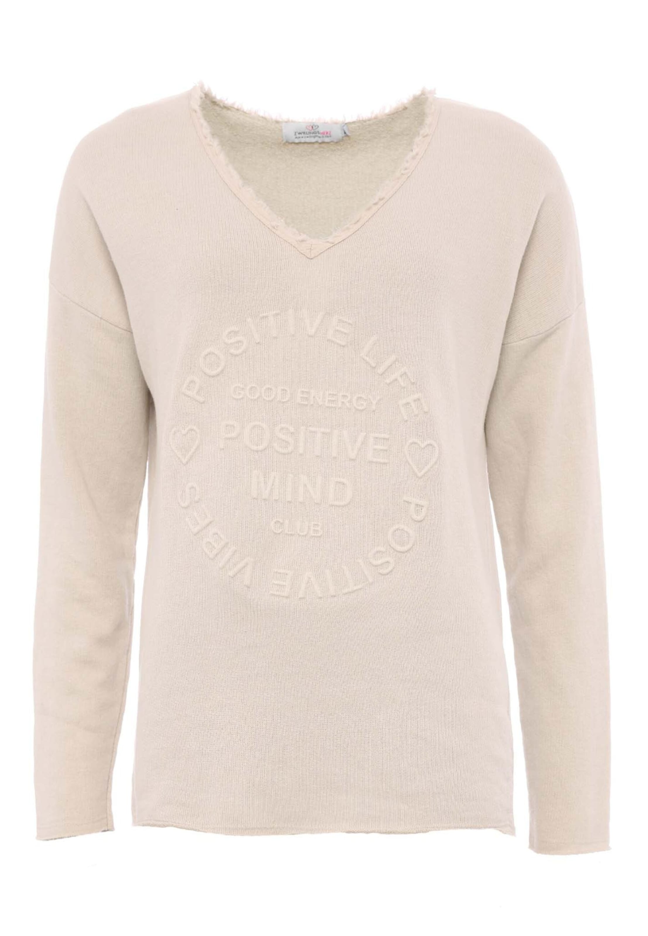 Sweat-shirt Zwillingsherz en beige : devant